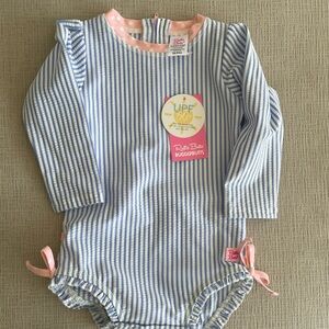 Ruffle Butts Seersucker One Piece Bathing Suit NWT